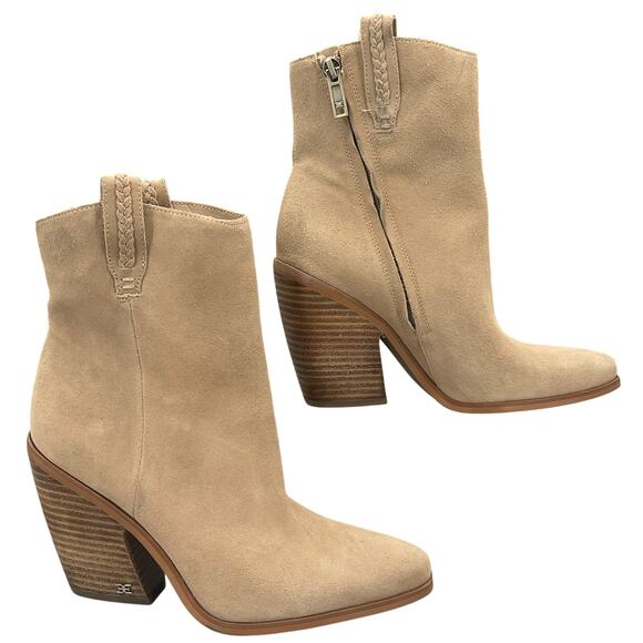 Sam Edelman Women’s Agnes Western Ankle Boots Beige Size 7M - Picture 1 of 10